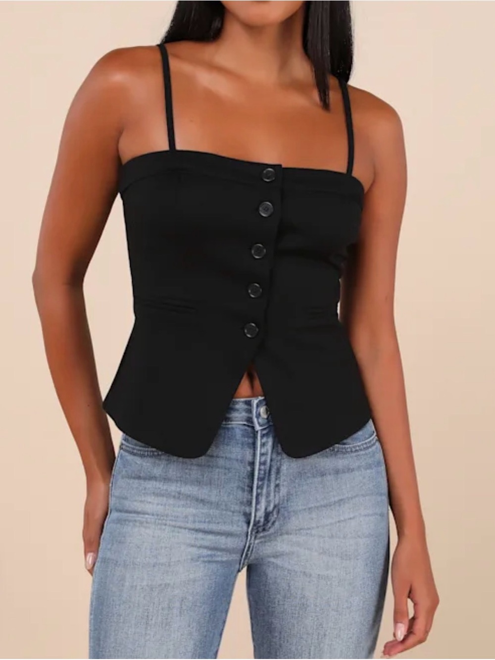 Lulus Sophisticated Ways Button-Front Cami Vest Top -S